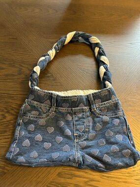 Levi’s Denim Heart-Print Shoulder Bag w Braided Strap - custom-made